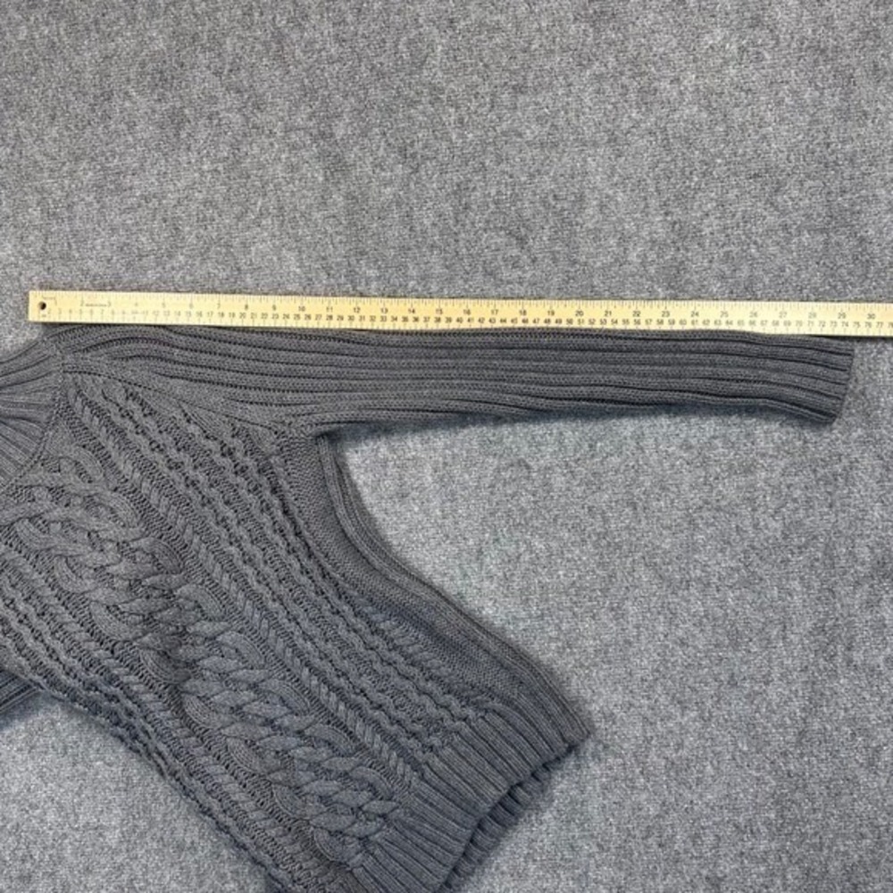 Banana Republic Tan Cotton Chunky‎ Cable Knit Turtleneck Sweater Women's S Gray - Picture 11 of 13